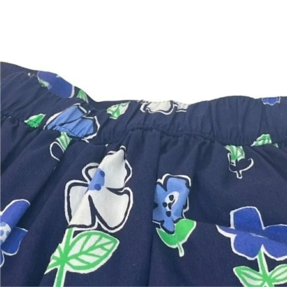 Gymboree Girls 18-24M Skirt with Diaper Cover Navy Flowers Ribbon Trim